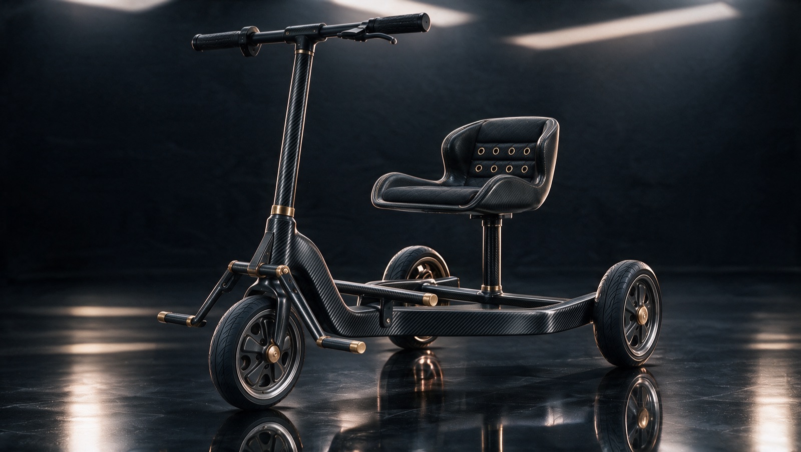 Biovelo BV-T1 Trike, three-wheel carbon fibre scooter
